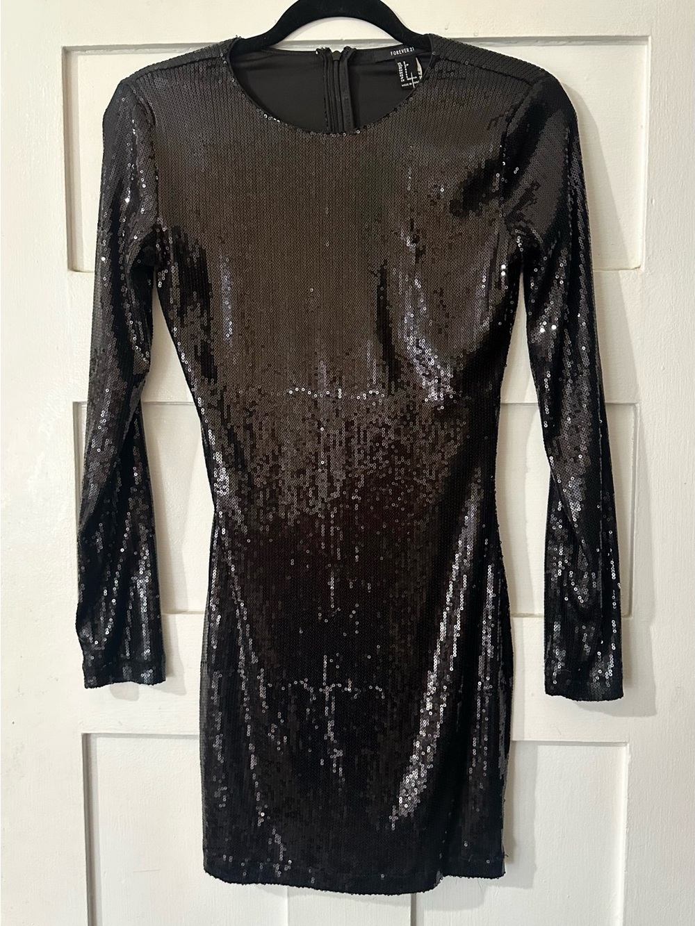 Black Sequin Long Sleeve Bodycon Sequined Shift Dress Sz Sz fits XSmall